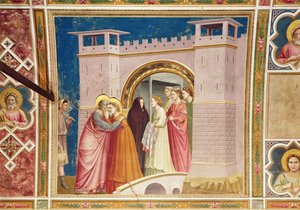 El Encuentro de Joaquín y Ana en la Puerta Dorada, c.1305 de Giotto di Bondone